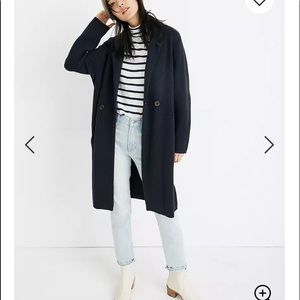 Madewell Double Breasted Navy Sweater Coat